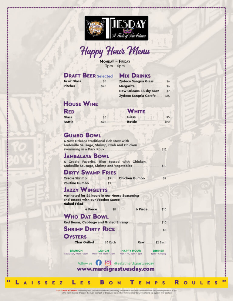 eat at mardi gras tuesday